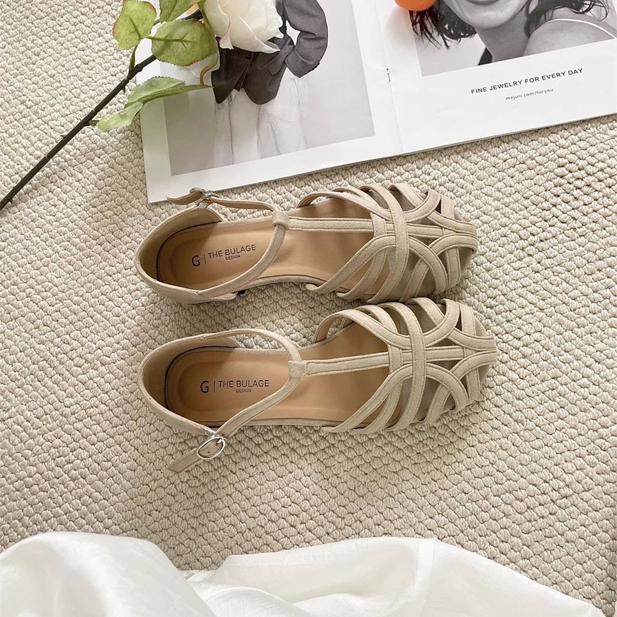 Vintage Flat Roman Sandals with Woven Cutouts