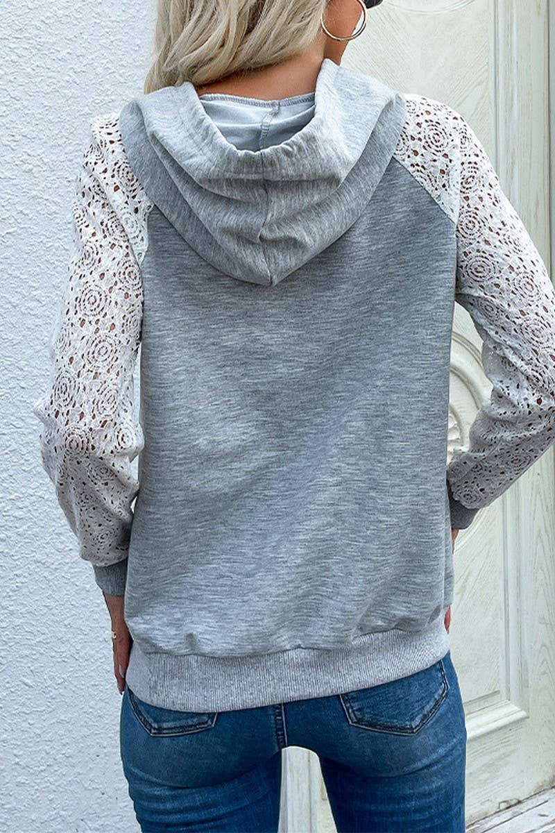 LACE PATCHWORK HOODIE_CWOHOL0501