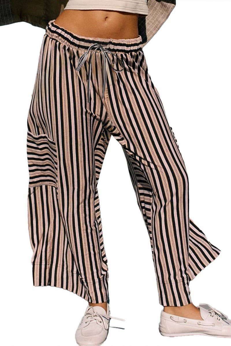CWBLP2157_COLORFUL STRIPED DRAWSTRING STRAIGHT LEG PANTS