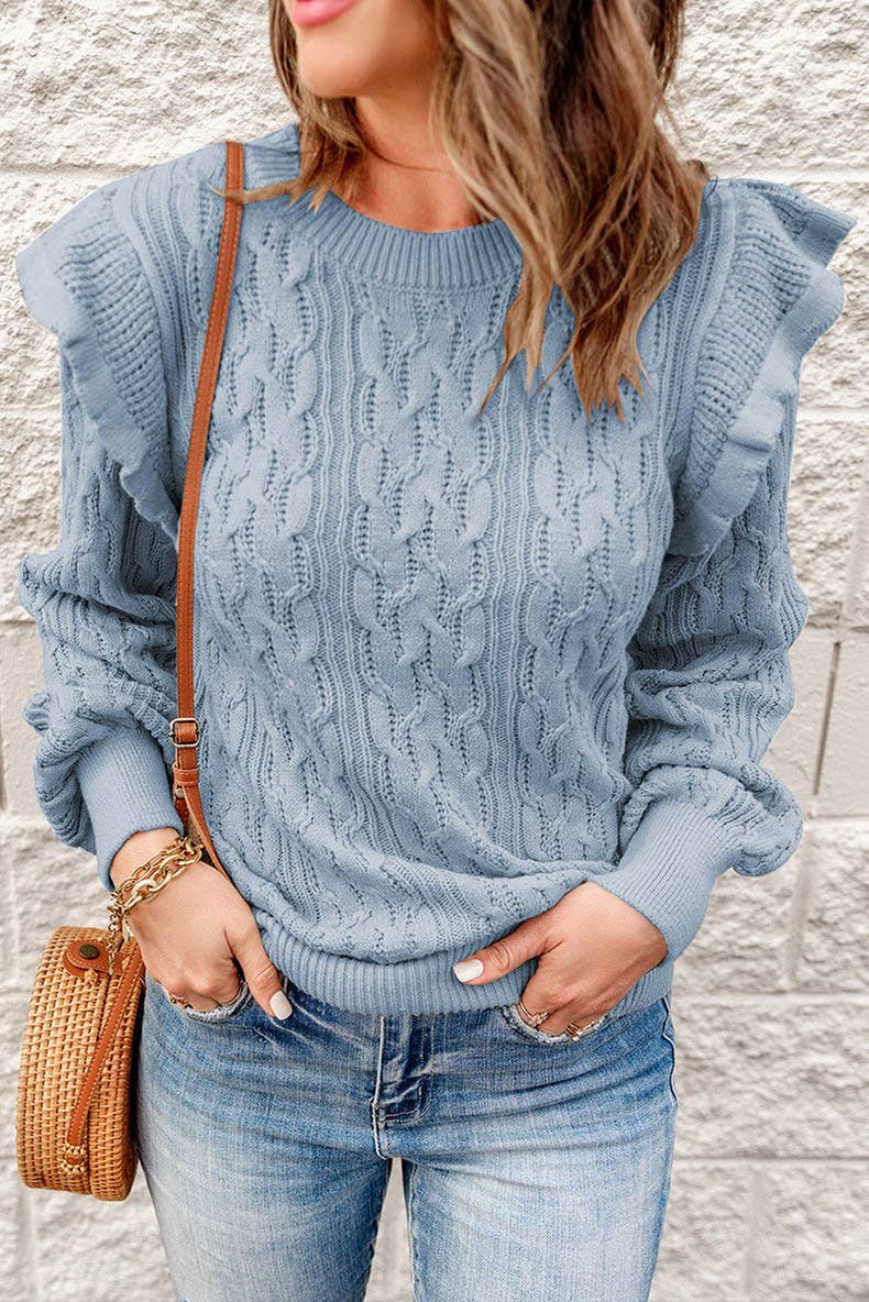 THICKENED SOLID COLOR LOOSE LONG-SLEEVED SWEATER