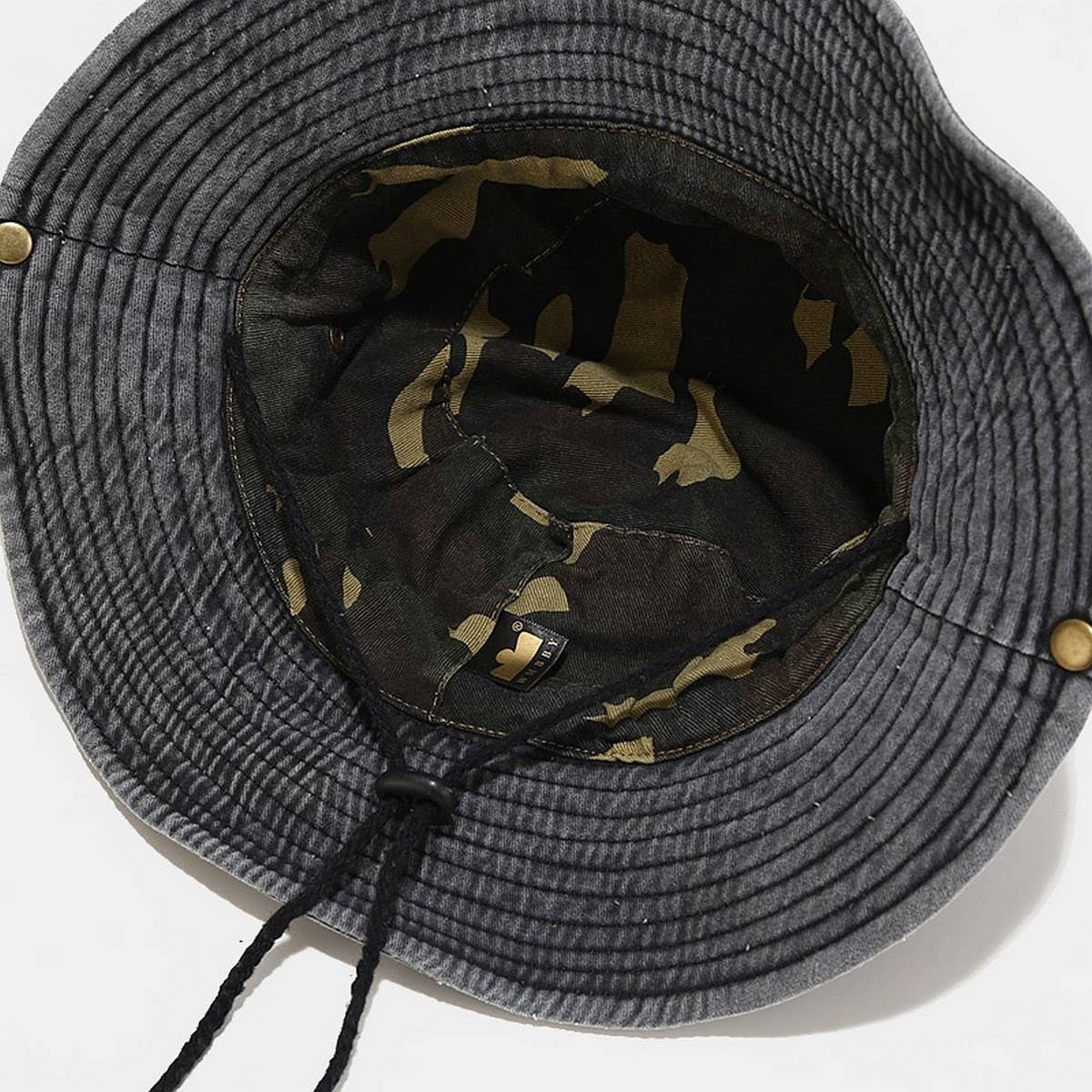 Camouflage Wide Brim Sun Hat with Chin Strap_CWAH3827