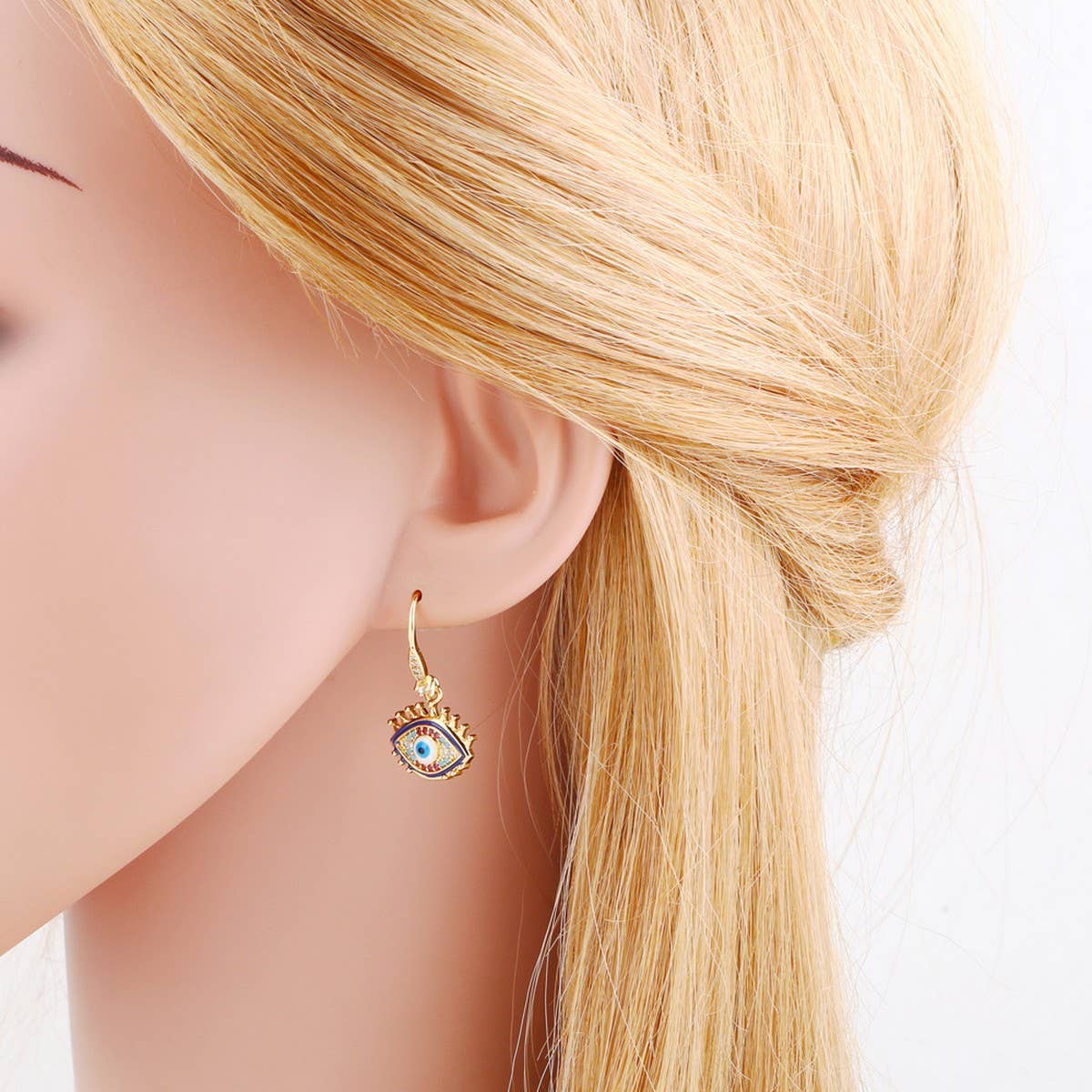 COLORED ZIRCON DEVIL'S EYE PENDANT EARRINGS