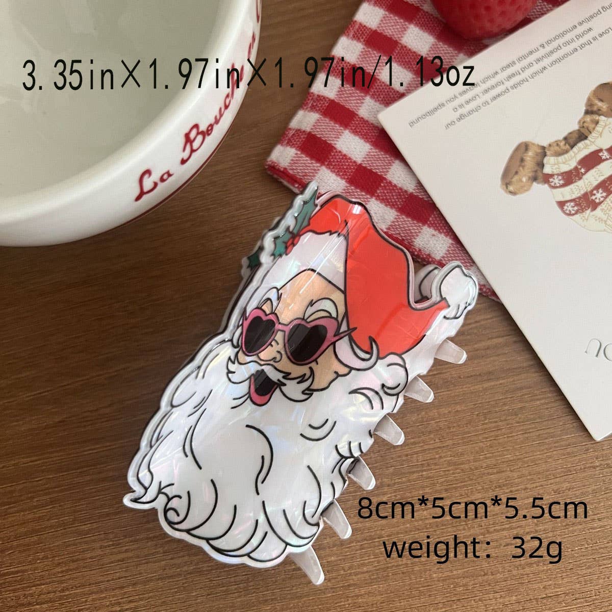 CWAHA07713_CHRISTMAS ACRYLIC CLAW HAIR CLIP FOR WOMEN