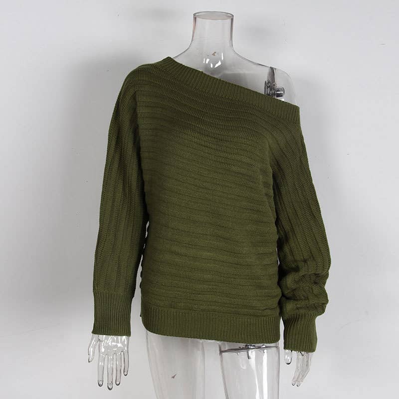 Three-dimensional stripe one-neck sweater