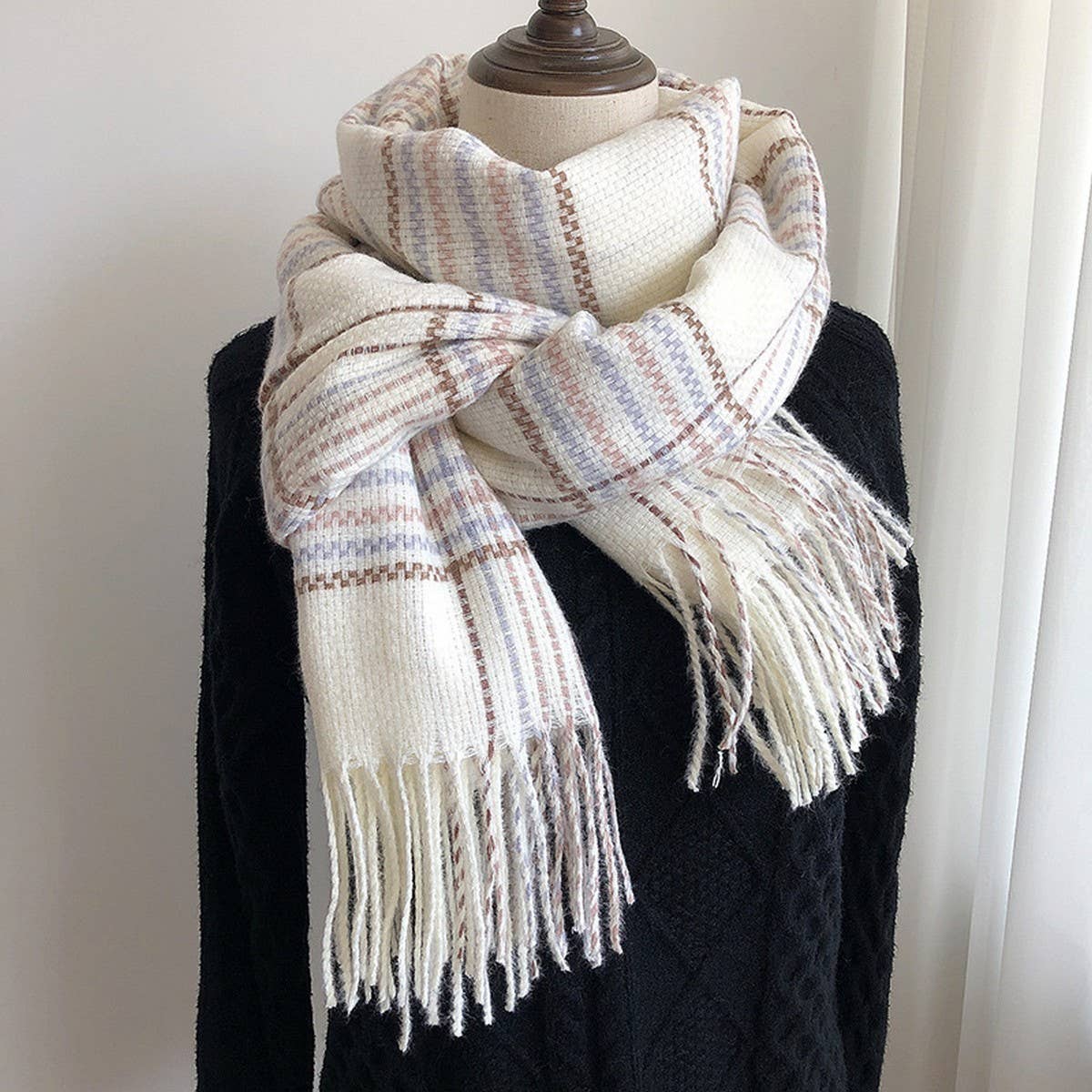Plaid Faux Cashmere Scarf ??Thick Warm Winter Wrap_CWASC1453