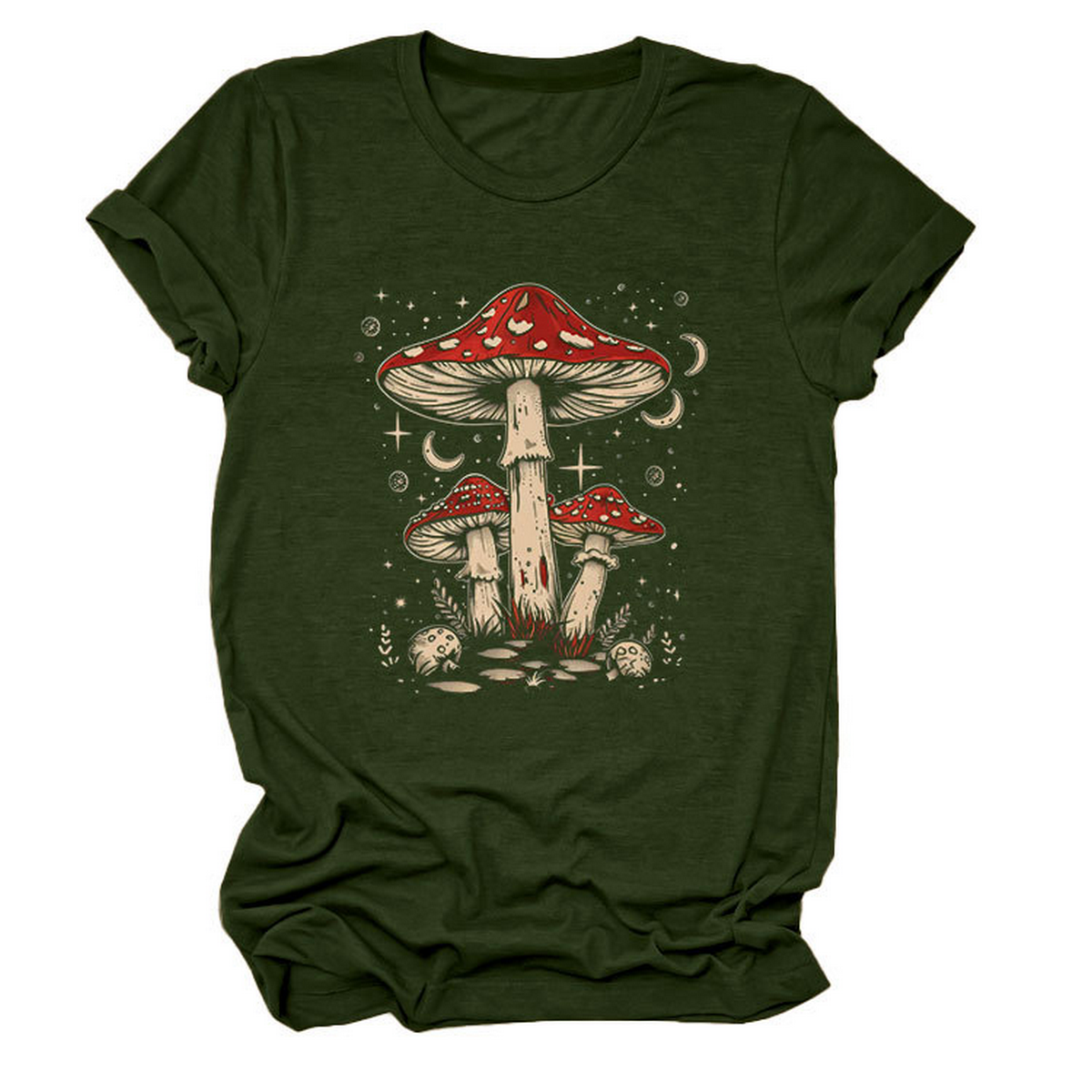 Playful Red Mushroom Print Women's Base Tee_CWTTS1510
