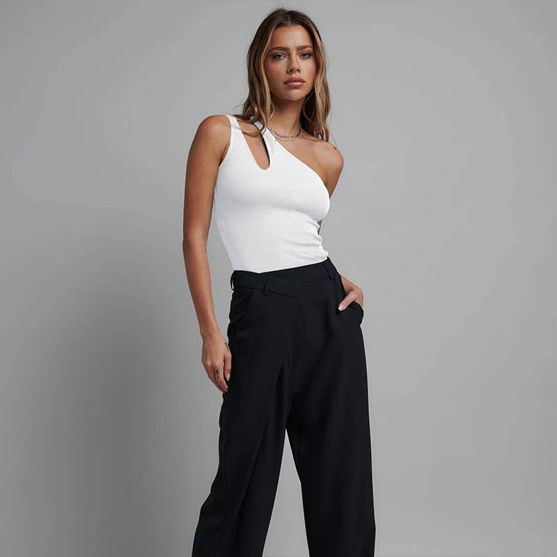 Sexy slim-fit cotton ribbed cutout onesie