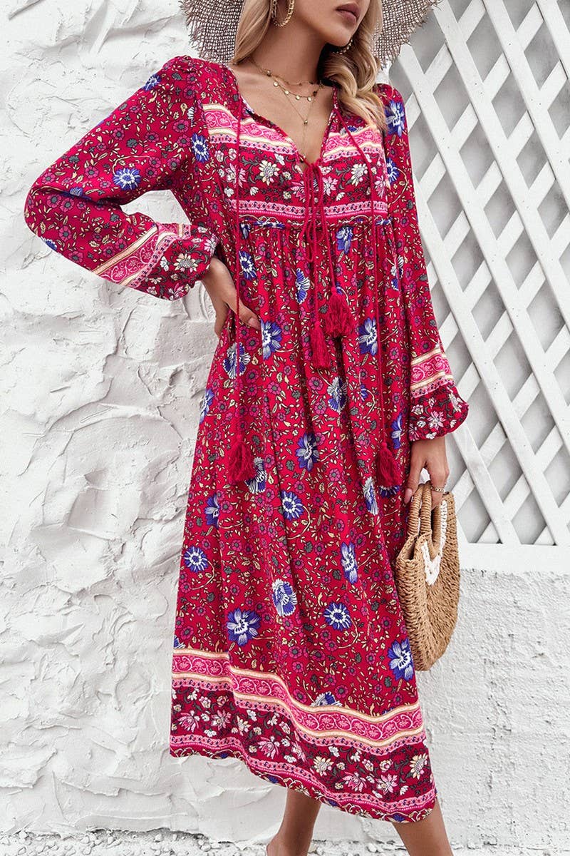 CWDMD4633_SPRING AND SUMMER LEISURE RESORT PRINT DRESS