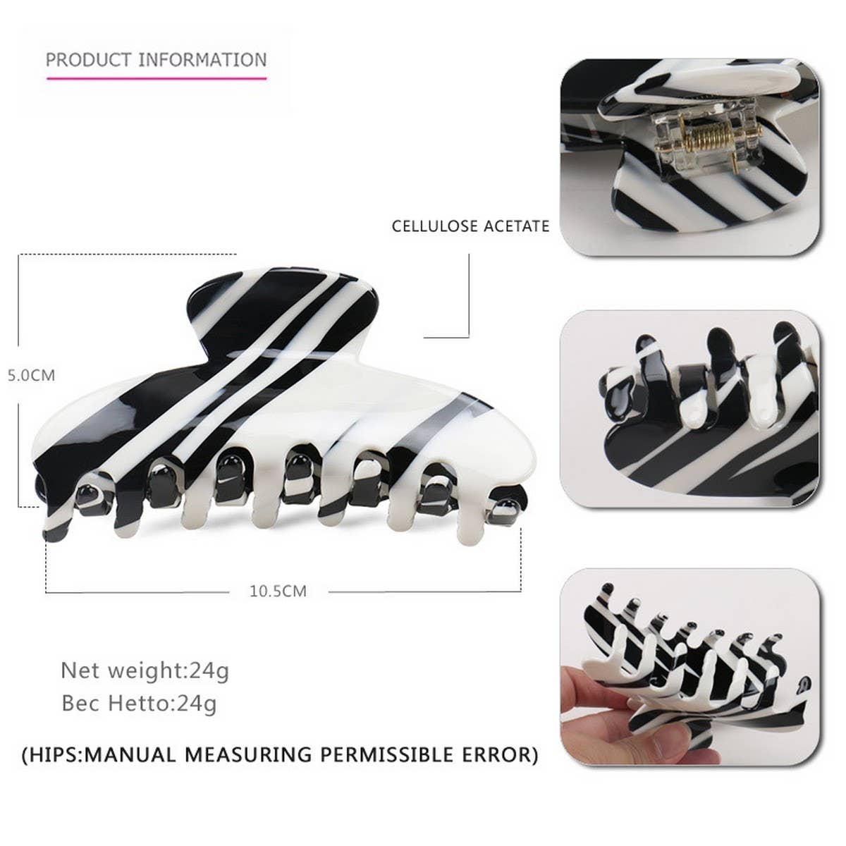 Large Acetate Shark Hair Claw, INS Style Bun Clip