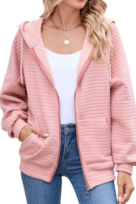 CWOHOL00660_SOLID COLOR ZIP-UP HOODED SWEATSHIRT JACKET