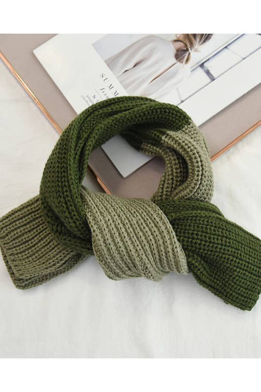 Yarn Knit Colorblock Scarf - Cozy Neck Wrap_CWASC0052