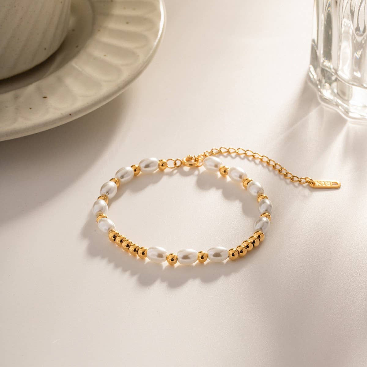 18K Gold Pearl Bracelet, No Fade Stainless Steel_CWAJE4667