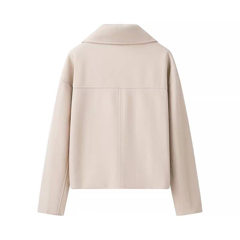 Stylish double-breasted short solid wool coat