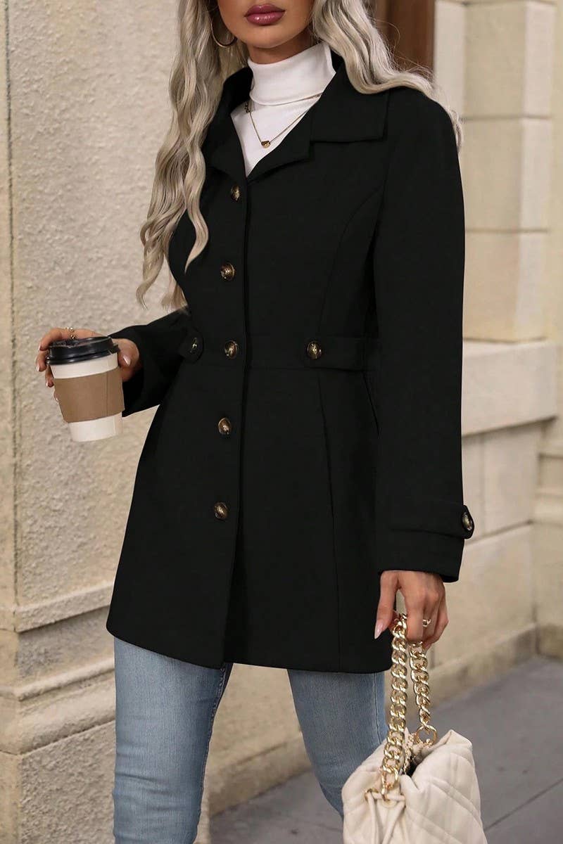 CWOCO00230_SOLID COLOR LAPEL WOOLEN SUIT SLIM COAT