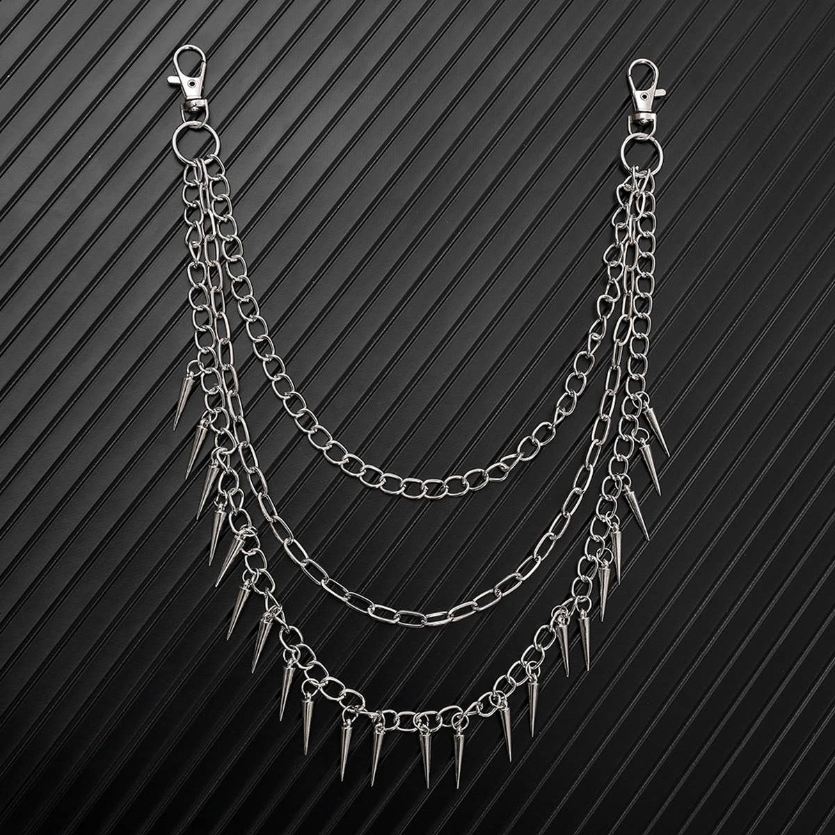 HIP HOP PUNK SPIKED DOUBLE JEANS CHAIN