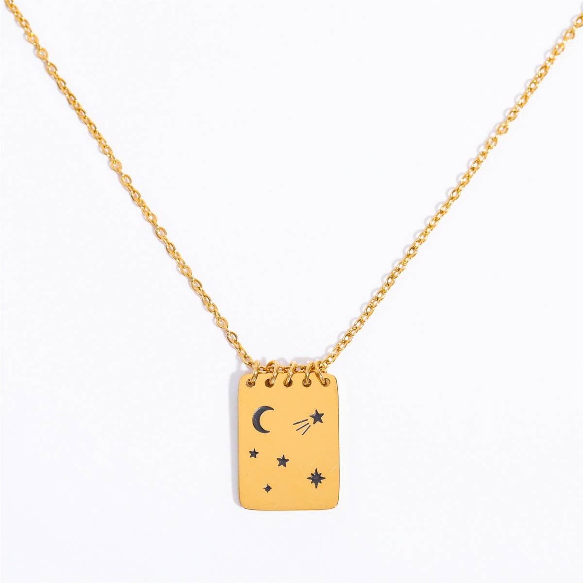Simple Notebook Star Moon Opening Necklace_CWMM5674