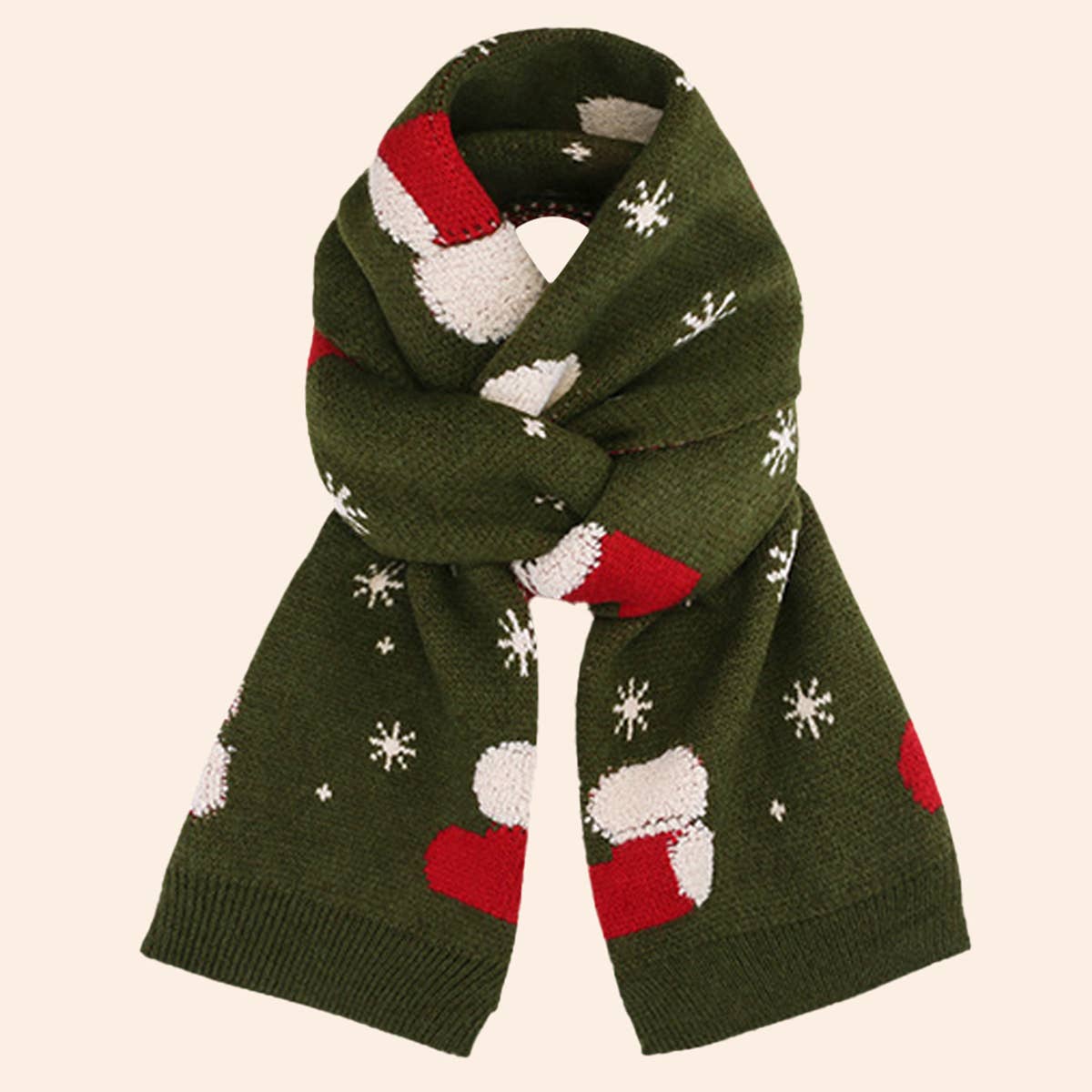 Red Knit Christmas Scarf - Faux Cashmere Reindeer_CWASC0127