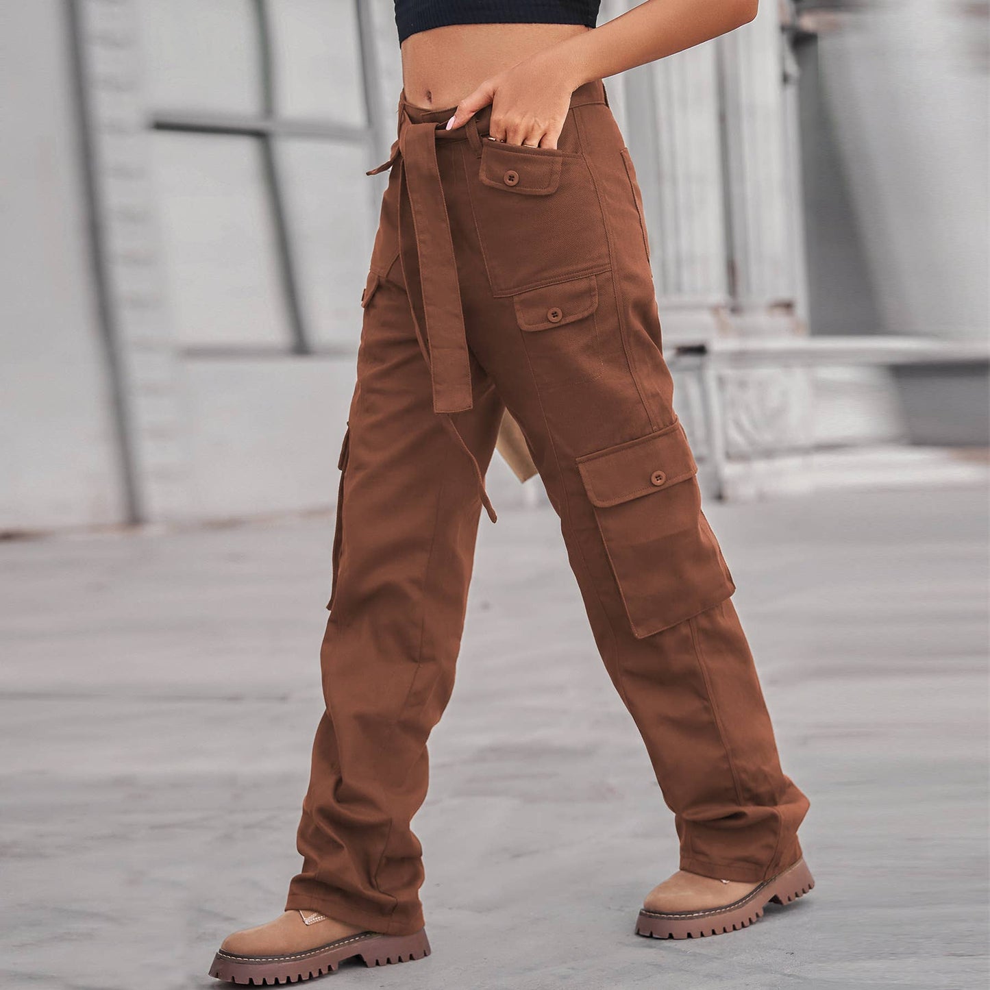 Washed denim heavy industry casual workwear pants