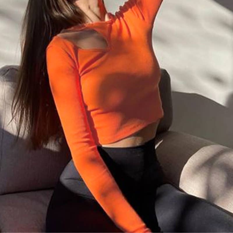 SLIM OFF-THE-SHOULDER  IRREGULAR LONG-SLEEVED TOP