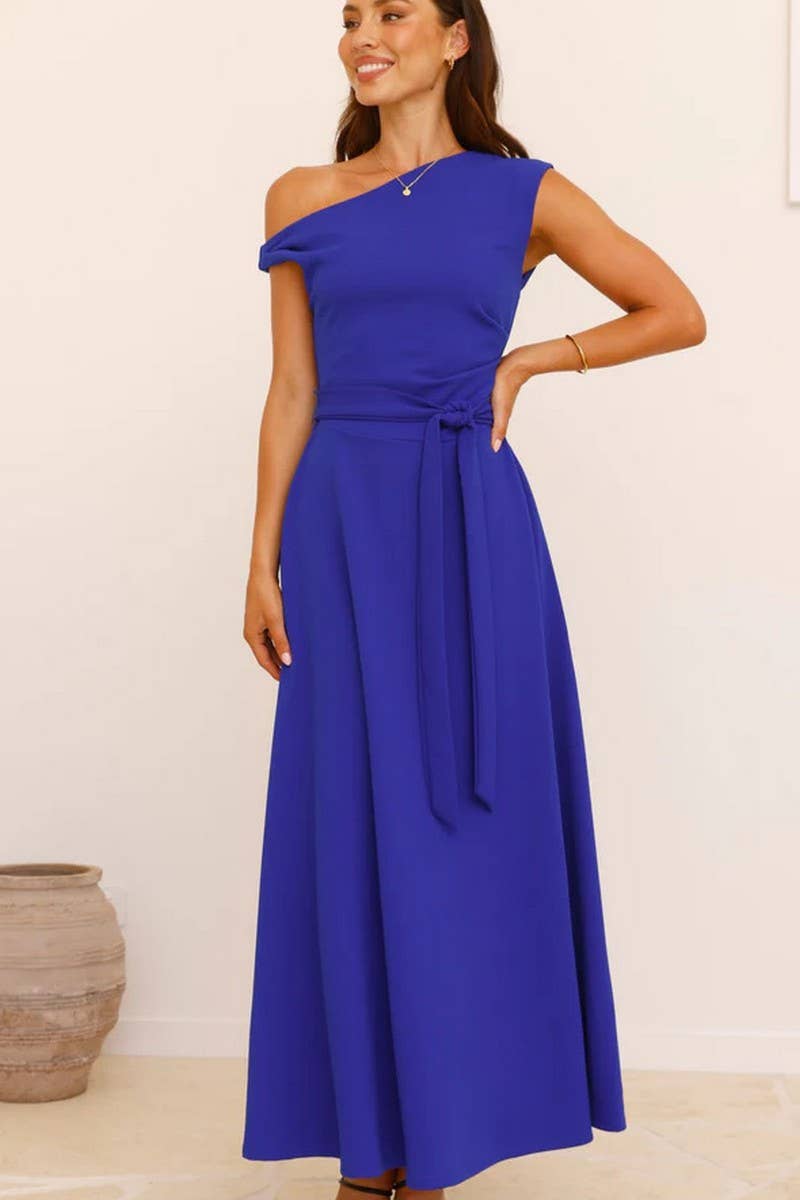 CWDMD5217_SOLID COLOR STYLISH TIE-BACK SEXY DRESS