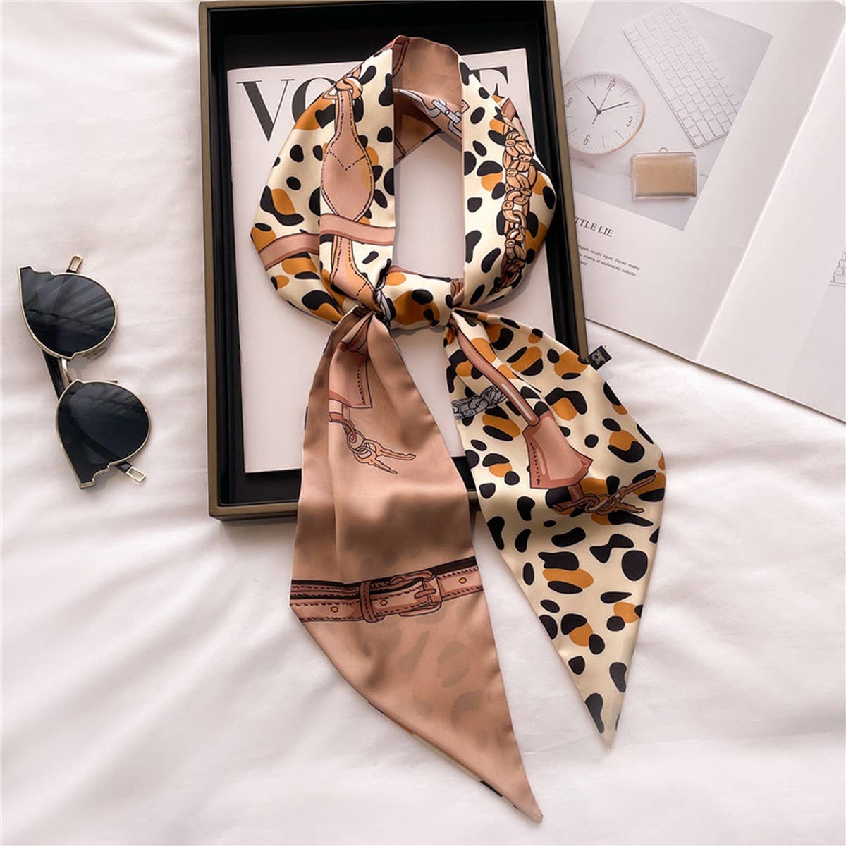 LETTER PRINT DOUBLE LAYER  HEAD SCARF
