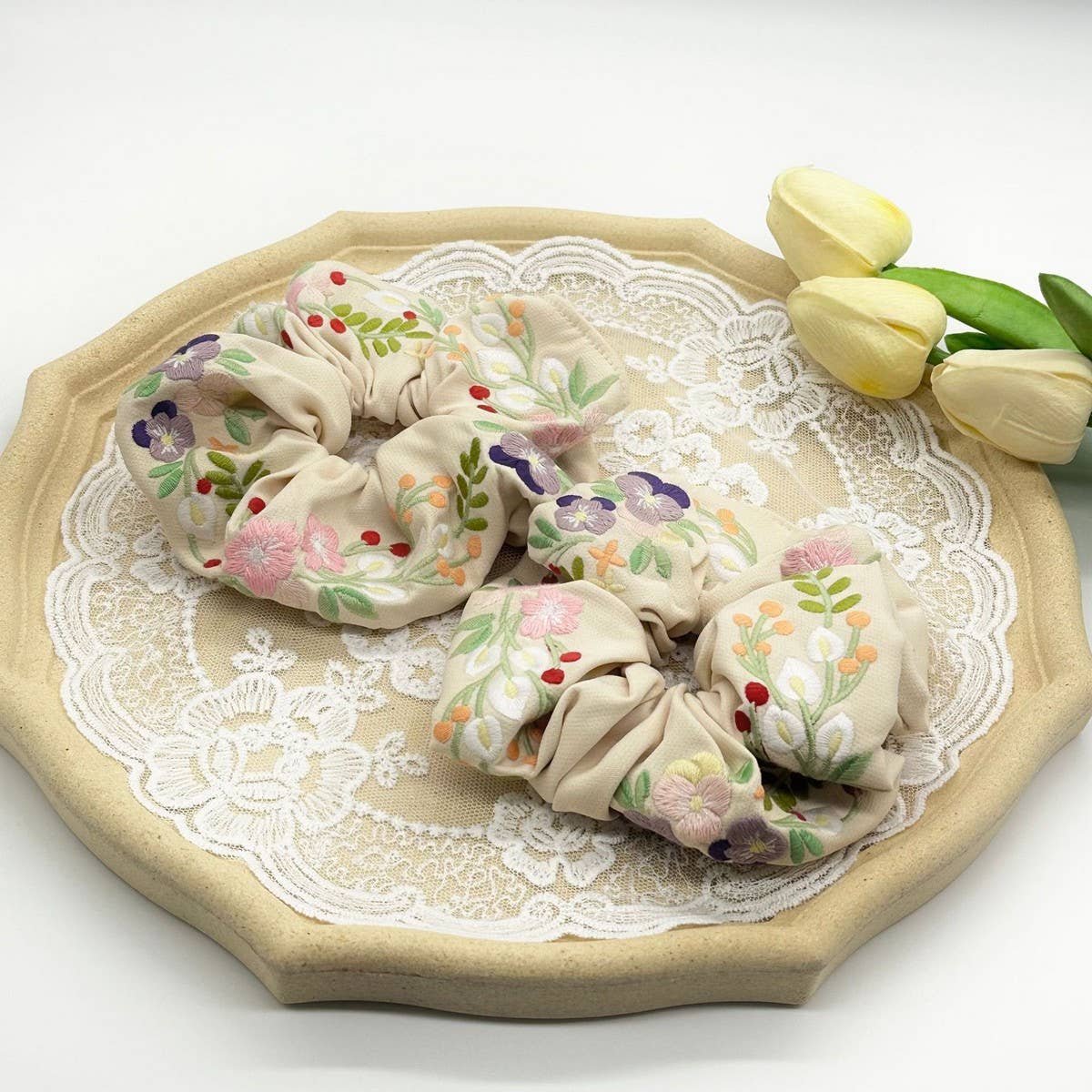 HEAVY FLOWER EMBROIDERY HEADBAND HAIR ACCESSORIES