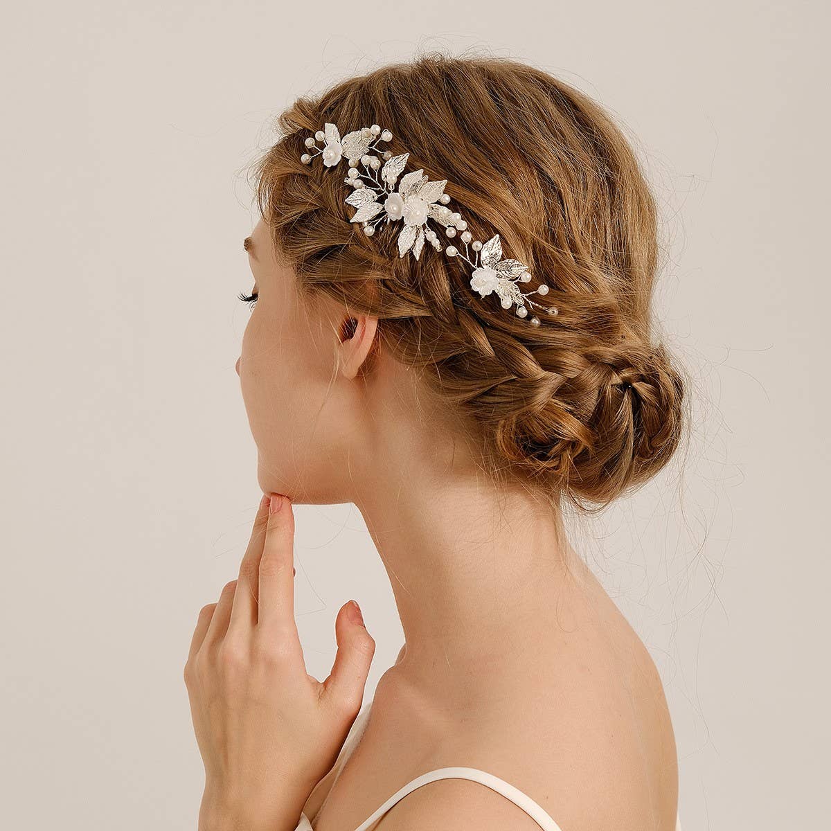 SILVER LEAF PIN BRIDAL HAIR ACCESSORIES