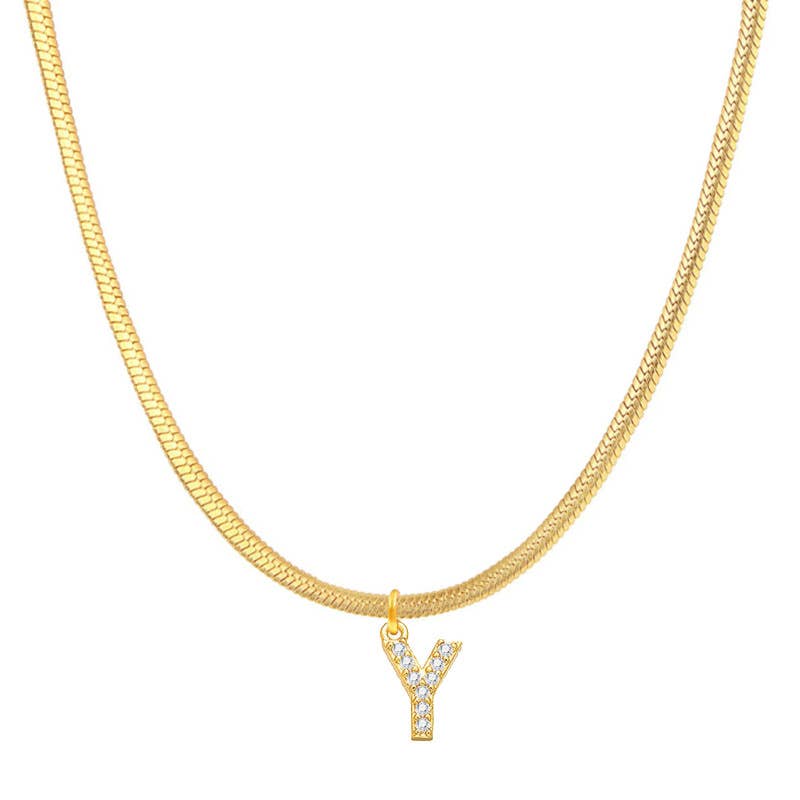 Titanium steel snake bone lock zircon pendant