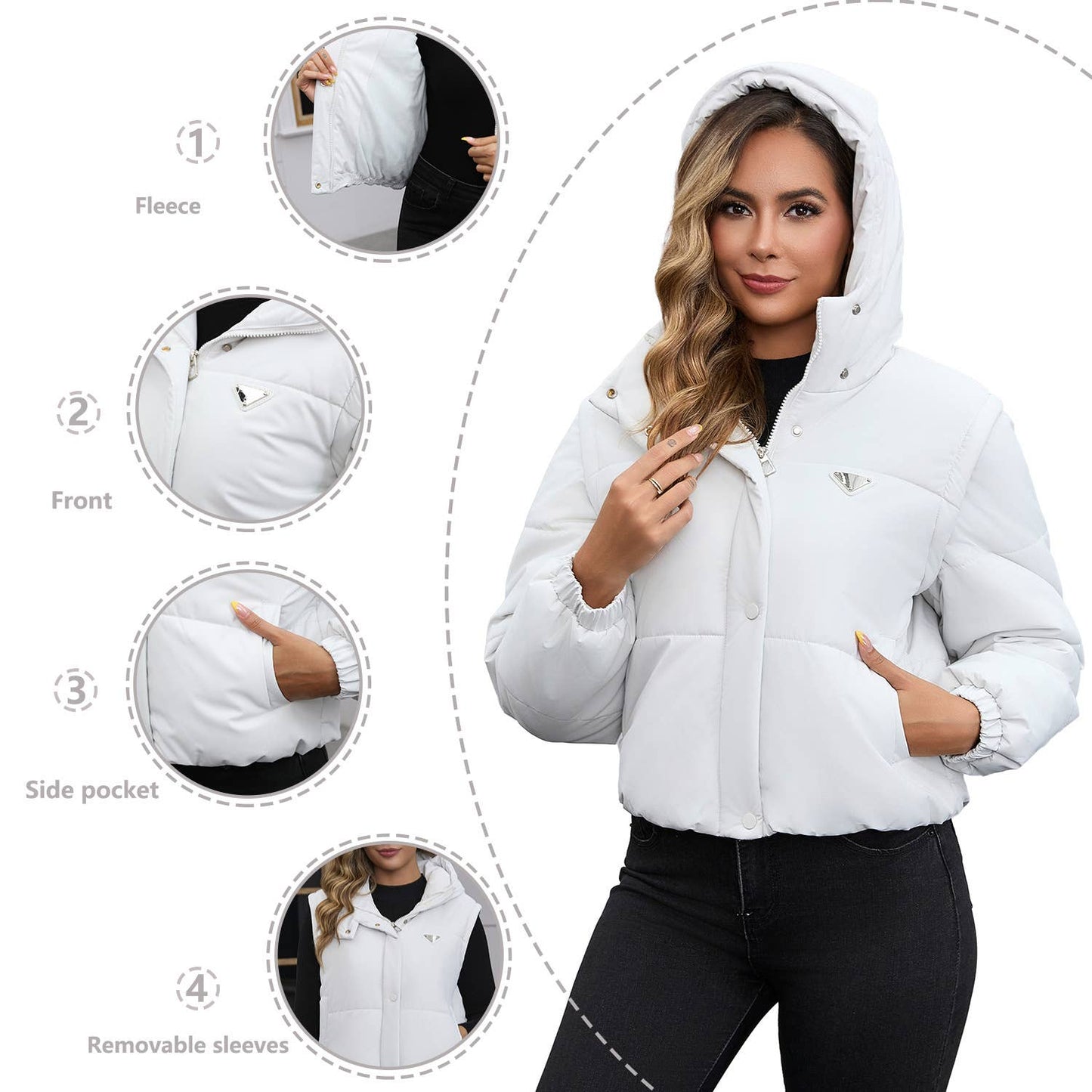 Short and thick breaded cotton-padded jacket