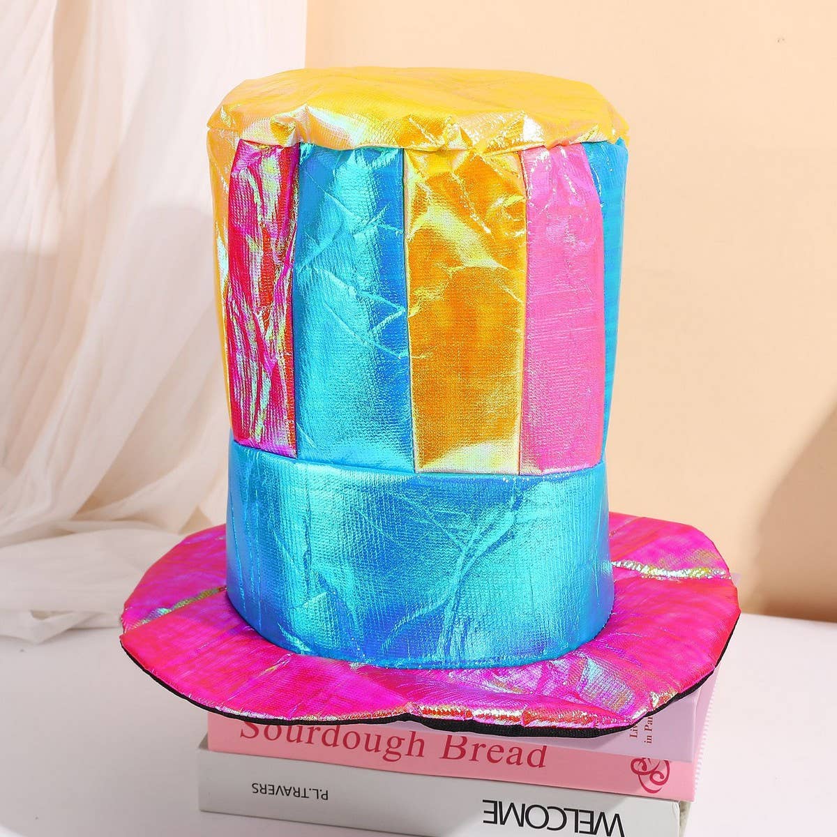 CWAH4048_HALLOWEEN PARTY CLOWN COLORFUL GOLD CLOTH HAT