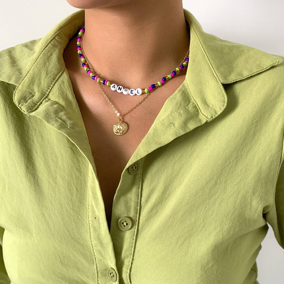 PASTORAL LETTERS RETROSTACKING NECKLACE_CWAJE1493