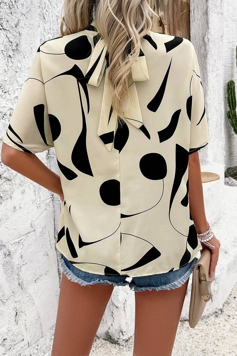 LEISURE PRINTING SHORT SLEEVE BLOUSE_CWTSTS0319