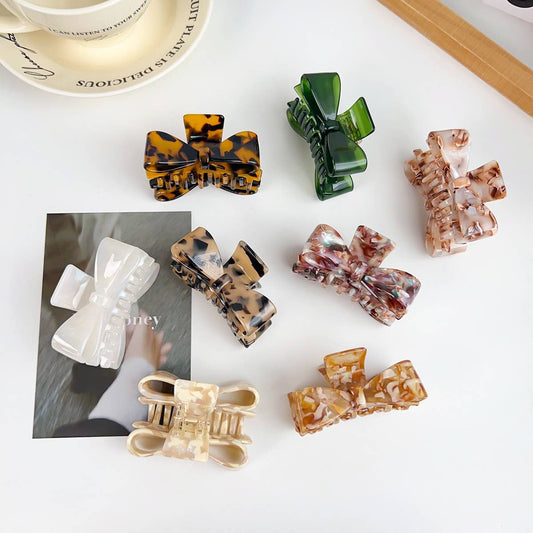 Vintage Acetate Hair Claw - Bowknot Elegant Clip_CWAHA1504