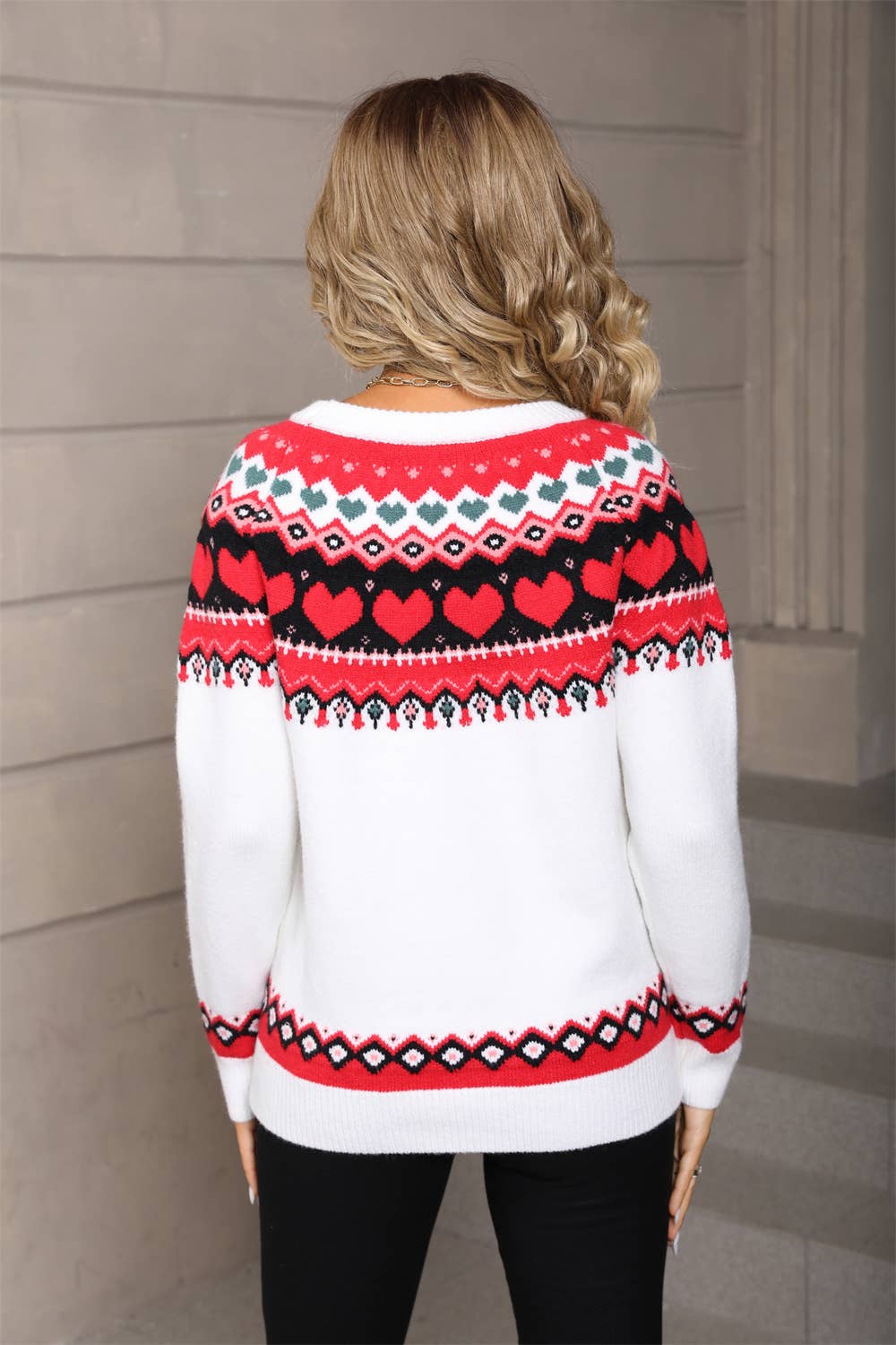 Valentine's Day ethnic-style jacquard sweater