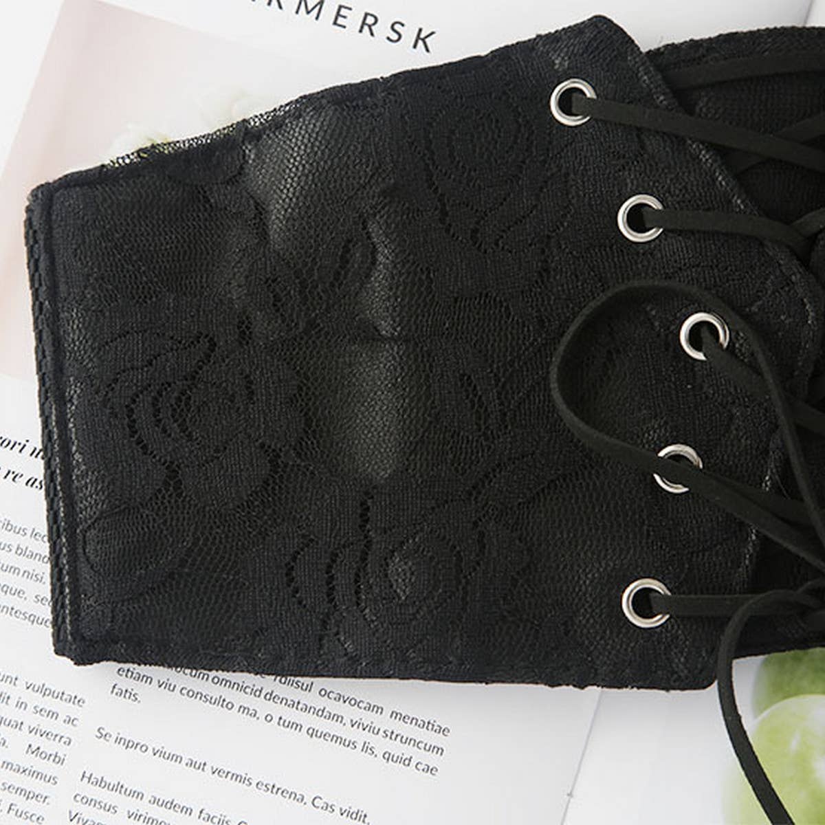 WOMEN LACE AND LEATHER ELASTIC WAIST BELT_CWABE0317