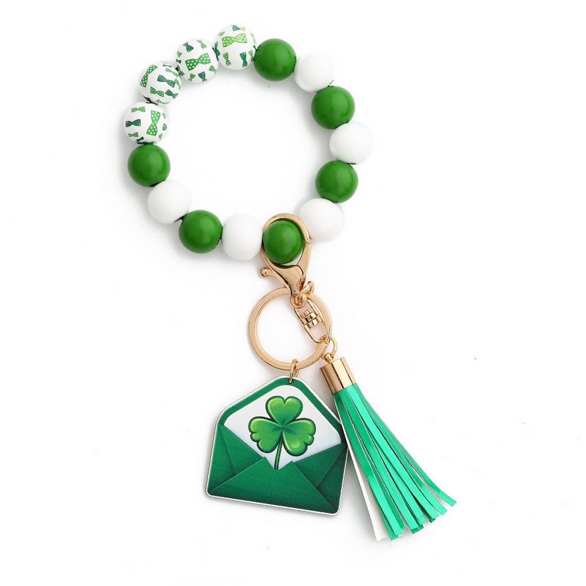 St. Patrick's Day Clover Pendant Bracelet Keychain_CWMM6861