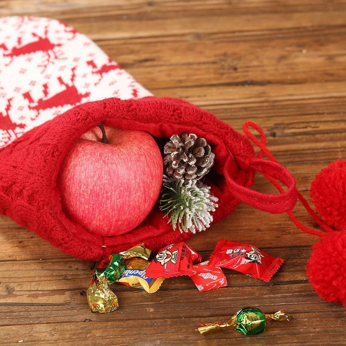 NEW CHRISTMAS CUTE KNITTED WOOL SOCKS GIFT BAG