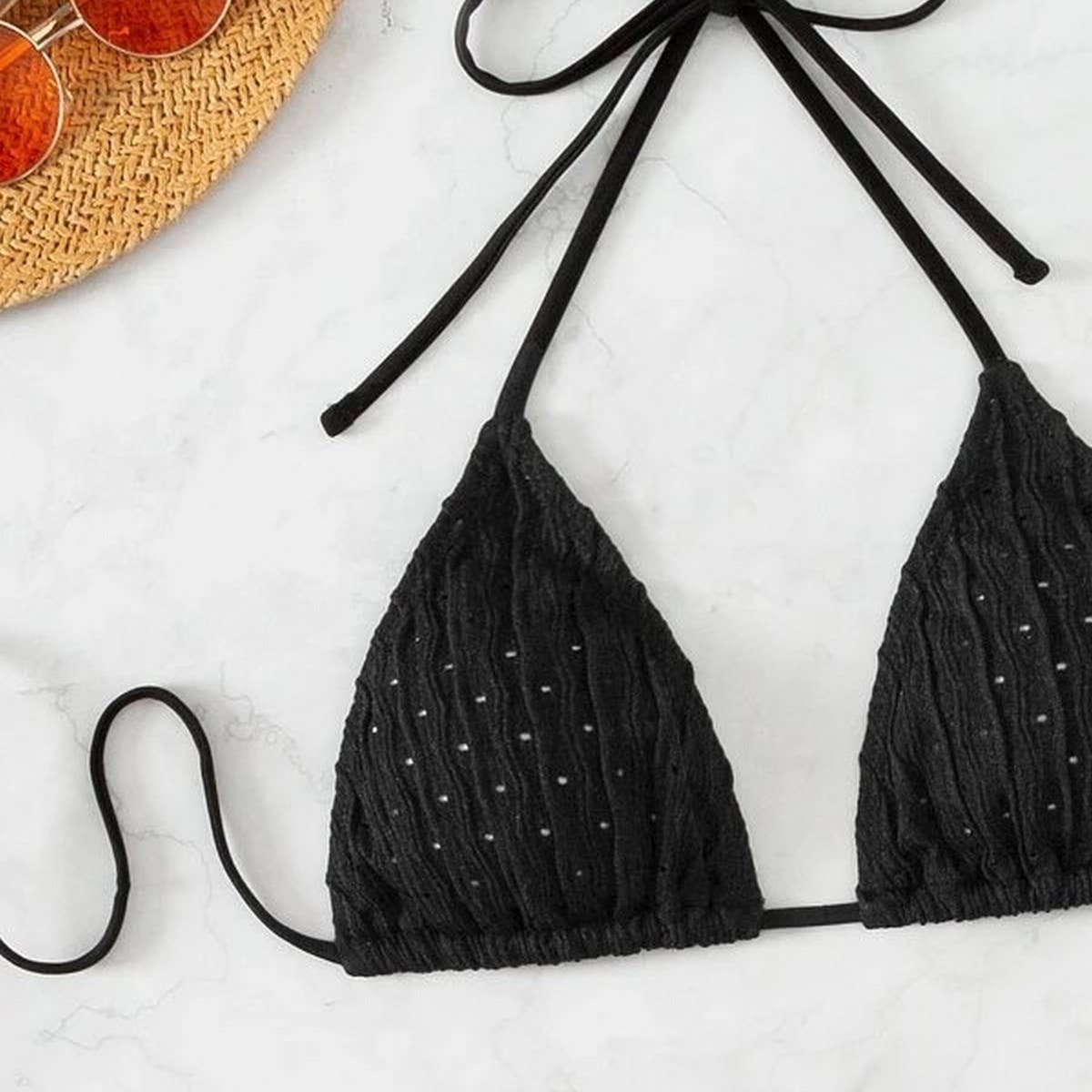 High Waist Bikini Set,Slimming Solid Color Swimsuit