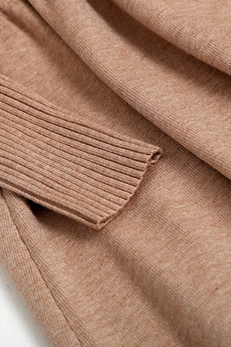 CWDMD4015_V-NECK WAIST BELOW KNEE LONG KNITTED DRESS