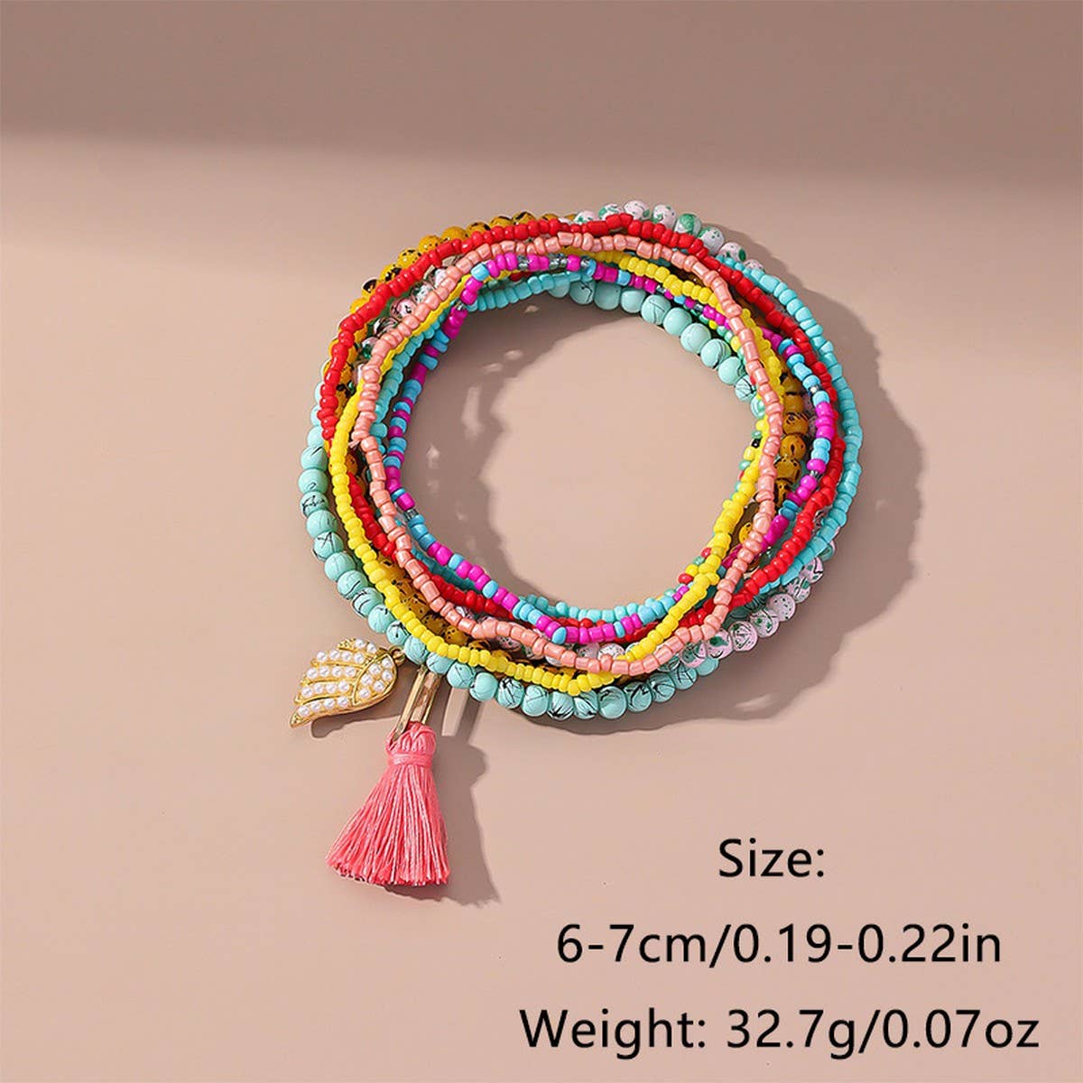 Beachy Anklet Set ??Handmade Beads & Pearl Tassels_CWMM6348