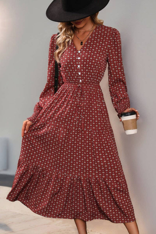CWDMD4525_FASHIONABLE LONG SLEEVE PRINTED AUTUMN DRESS