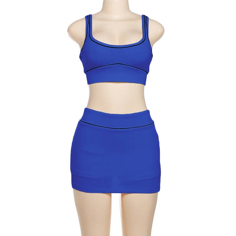 Sexy Crop Tank and Bodycon Skirt Sports Set