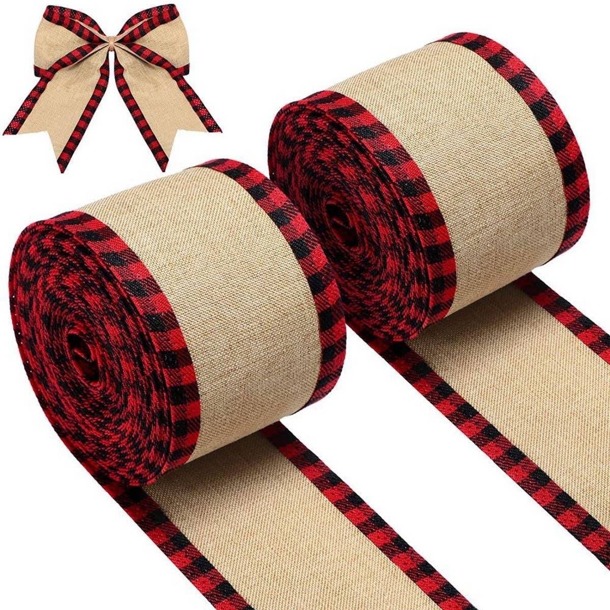 CWMM9408_CHRISTMAS PLAID HEMMING BOW DECORATIVE RIBBON