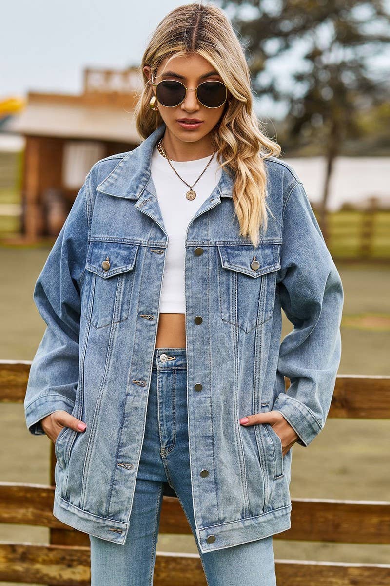 CWJJ00096_RETRO LOOSE CASUAL DENIM JACKET TOP