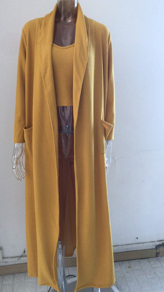 KNIT LOOSE SWEATER TWO-PIECE SOLID COLOR VEST SET