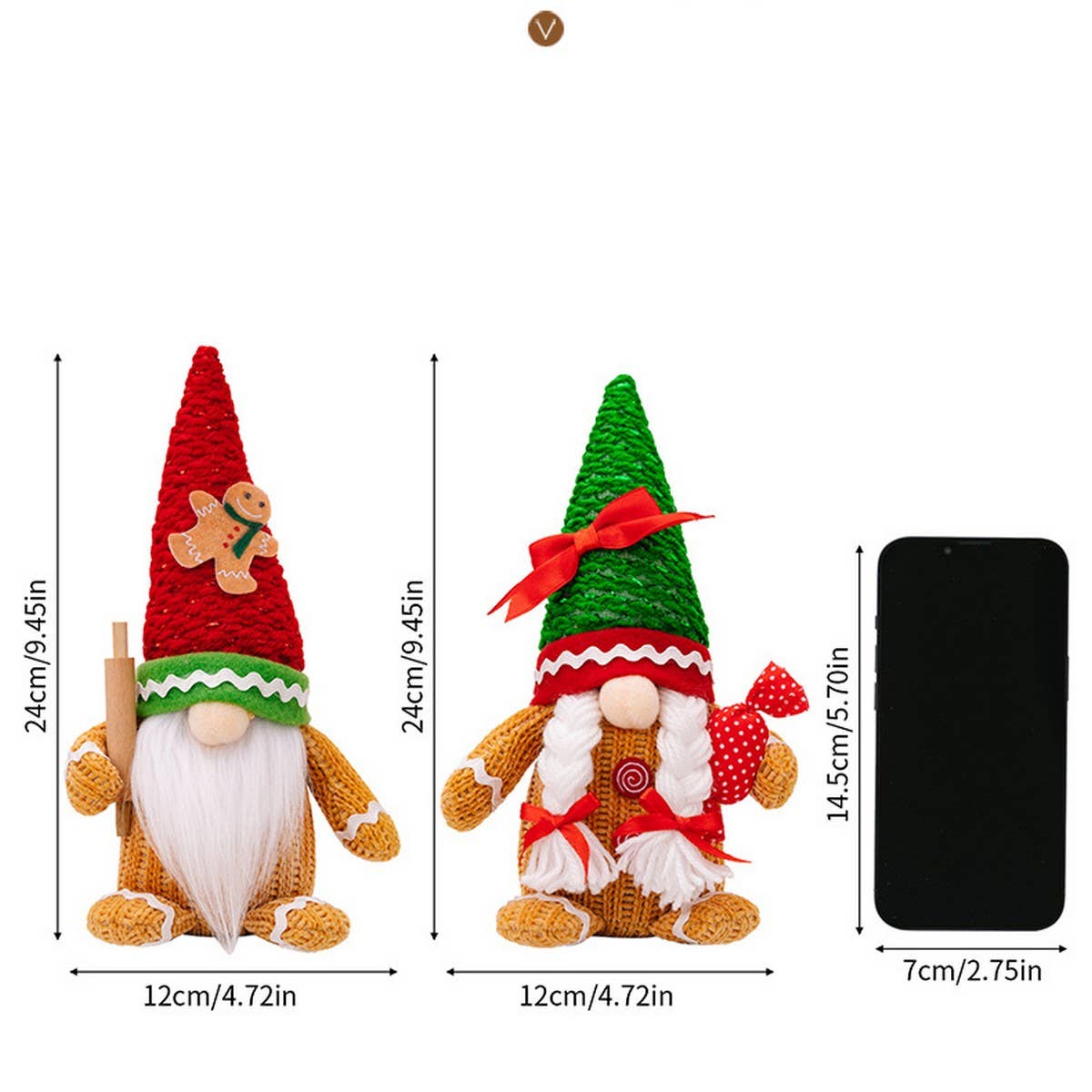 CWMM10340_RED GREEN GINGERBREAD GNOME CHRISTMAS DECOR