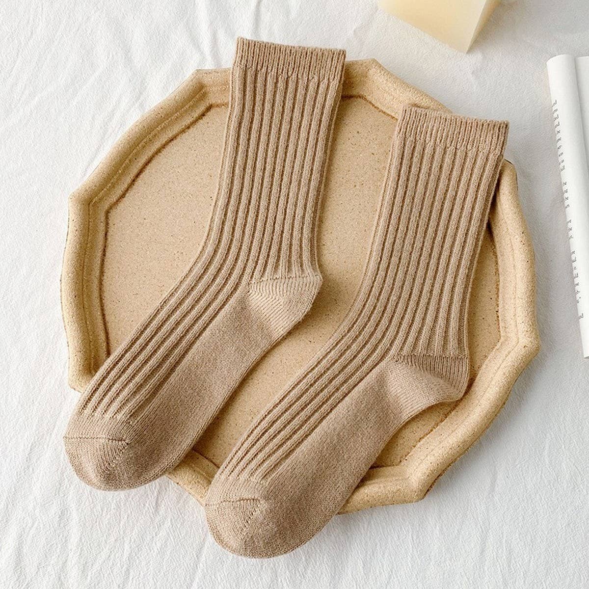 SOLID COLOR ALL-MATCH WARM STACKED SOCKS_CWMS1064