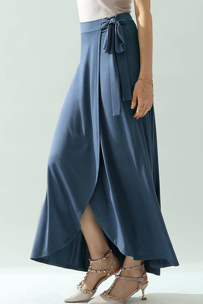 CWBLS117-P_High Waisted Maxi Wrap Skirts with Slit