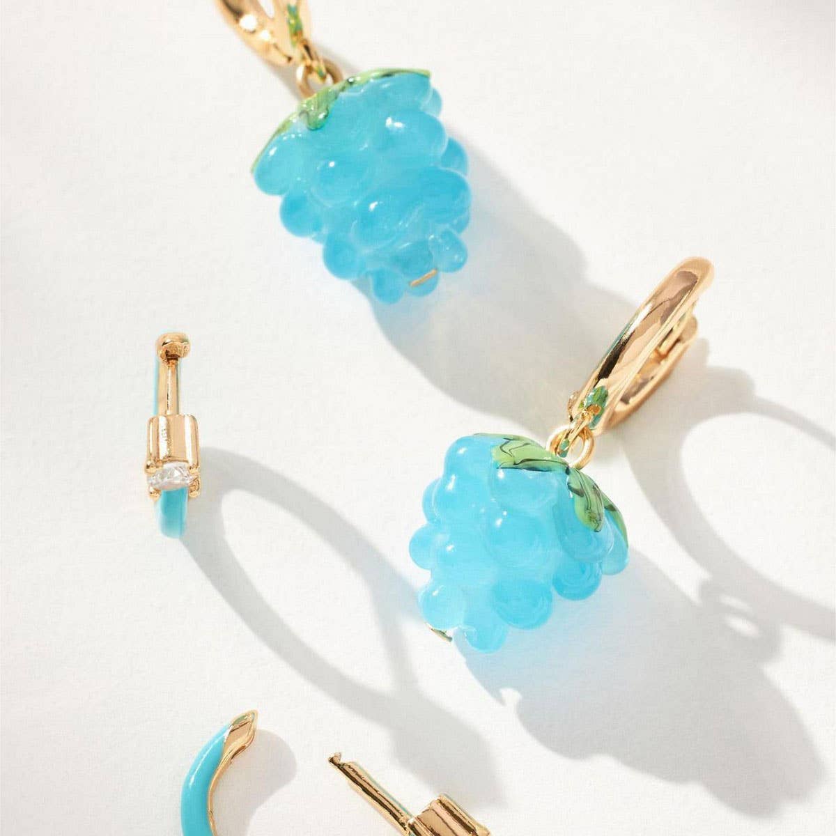 Colorful Fruit Zircon Earrings Stainless Steel