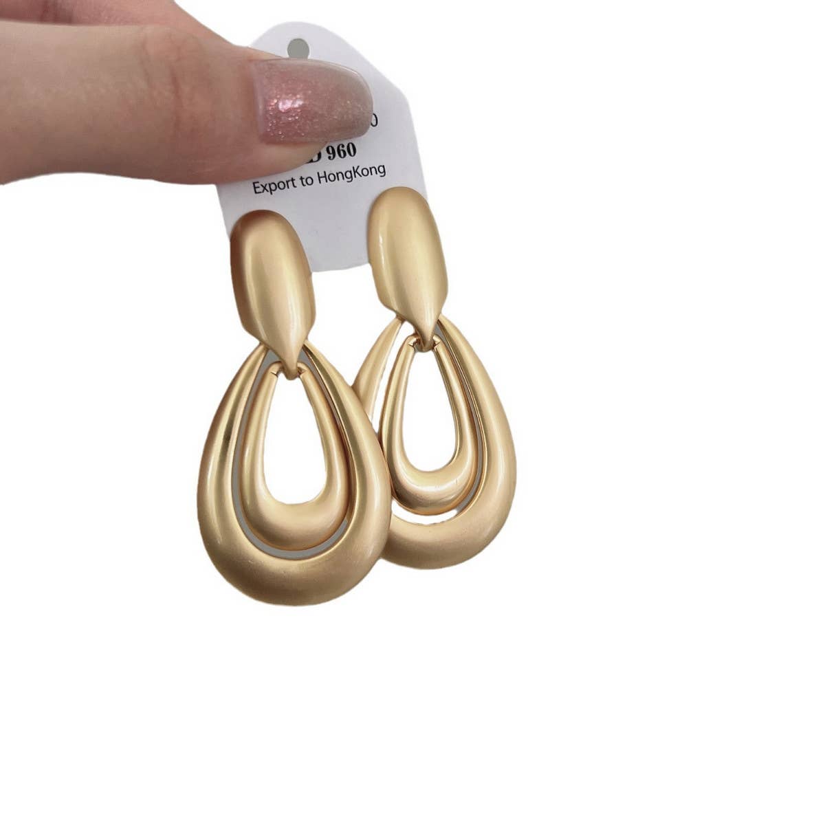 DOUBLE RING WATER DROP EARRINGS